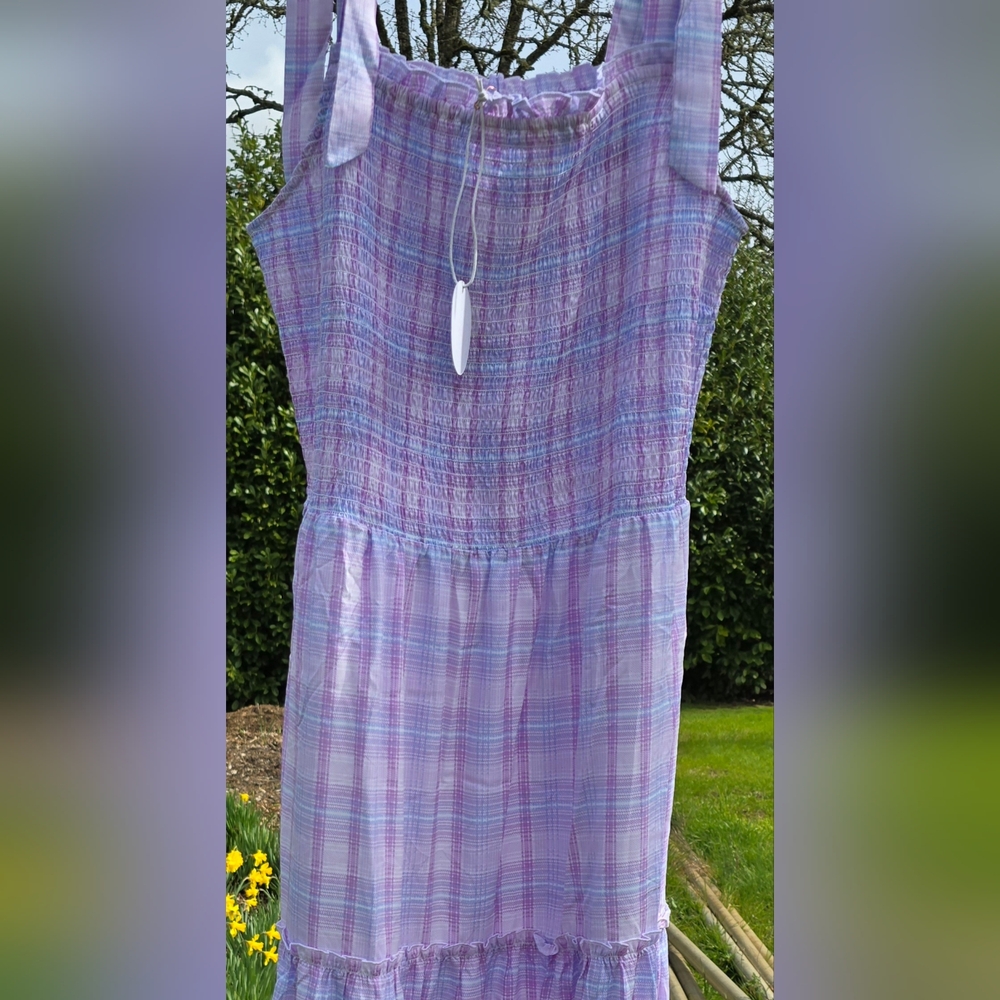 Purple Plaid Lined Maxi Dress By Lacey Chabert Collection Size Large Nwt